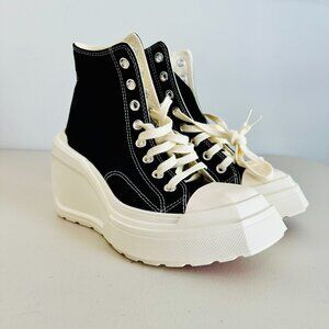 NEW CONVERSE CHUCK 70 DE LUXE WEDGE CANVAS HI TOP SNEAKERS BLACK A06478C SZ 6